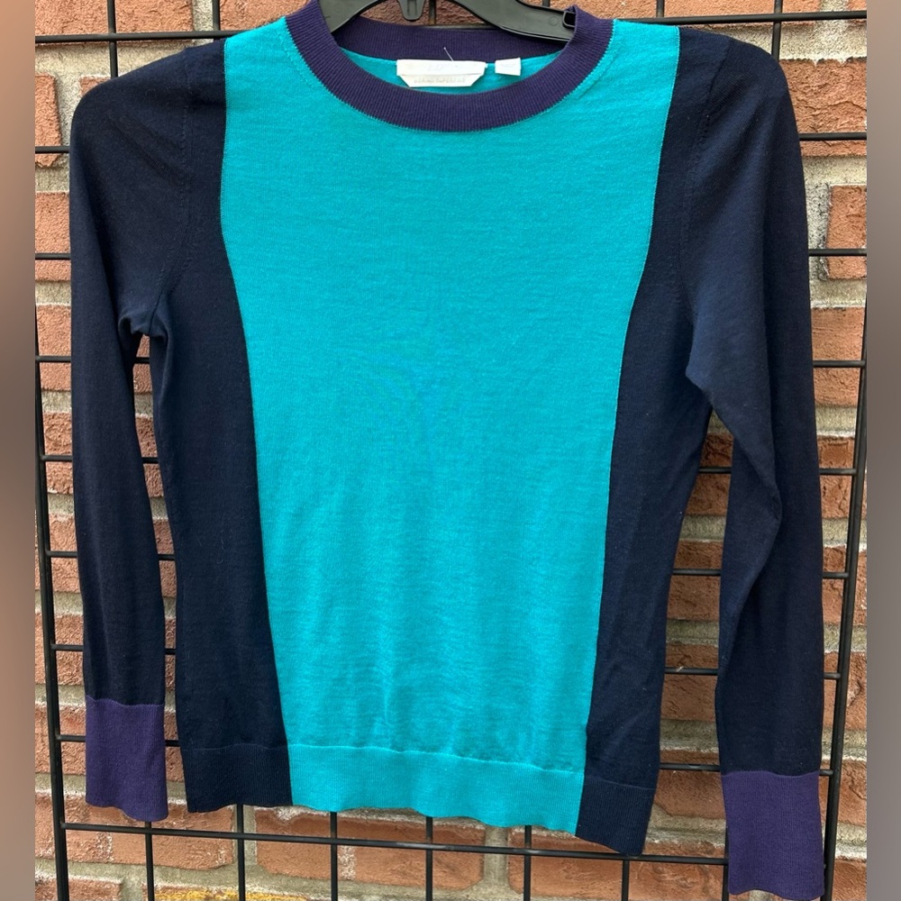 Hugo Boss Merino Supreme Sweater in Teal and Navy